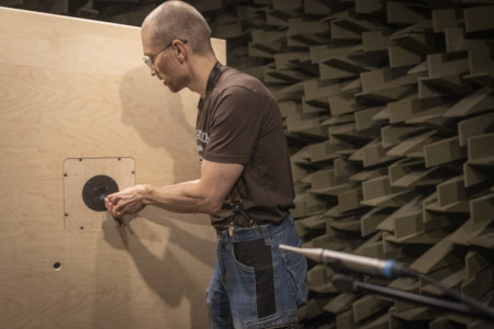 Eeli_setting_up_speaker_driver_into_IEC_baffle Eeli setting up loudspeaker driver into IEC baffle for driver only measurements